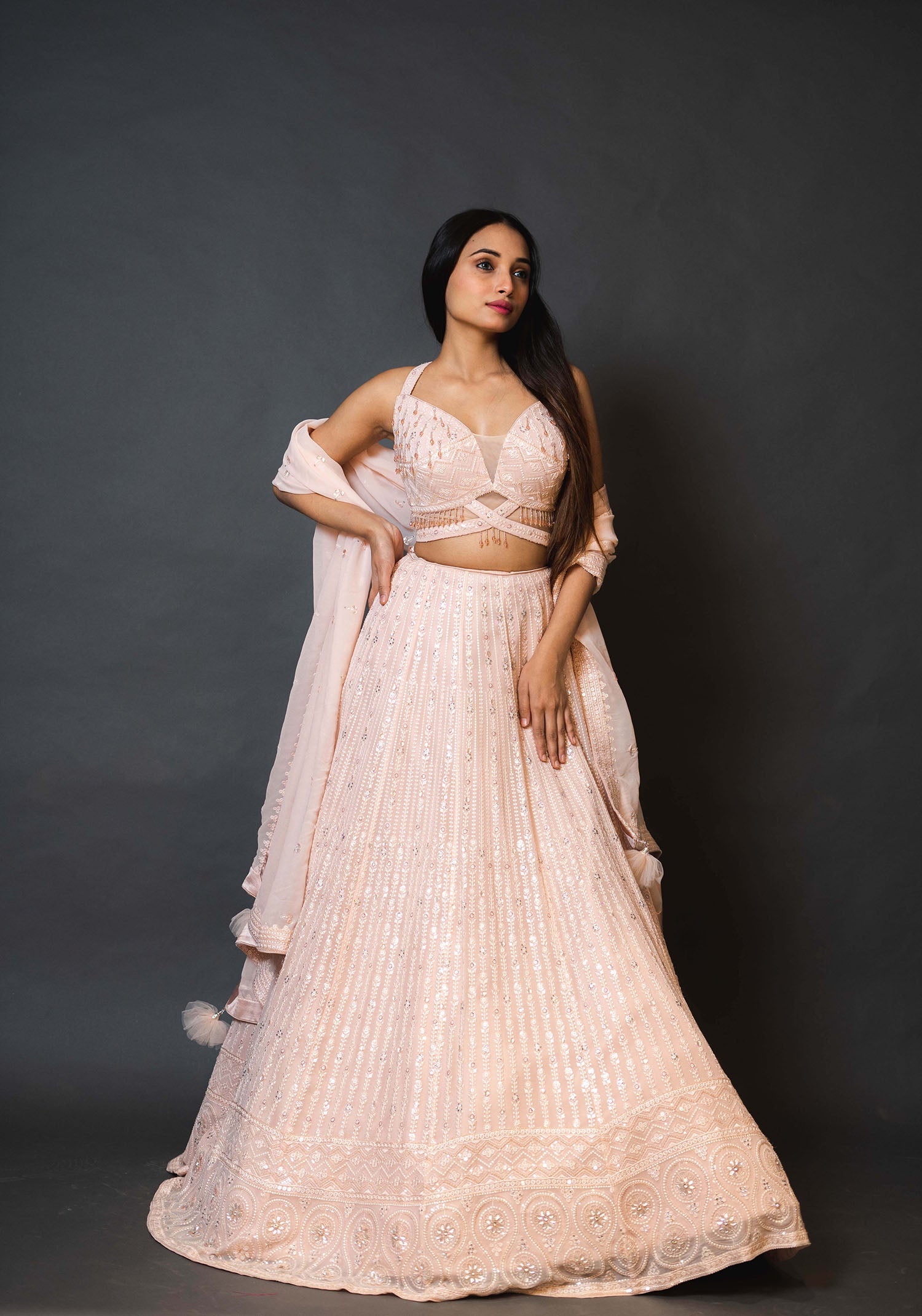 Pink Georgette Lehenga with Designer Blouse