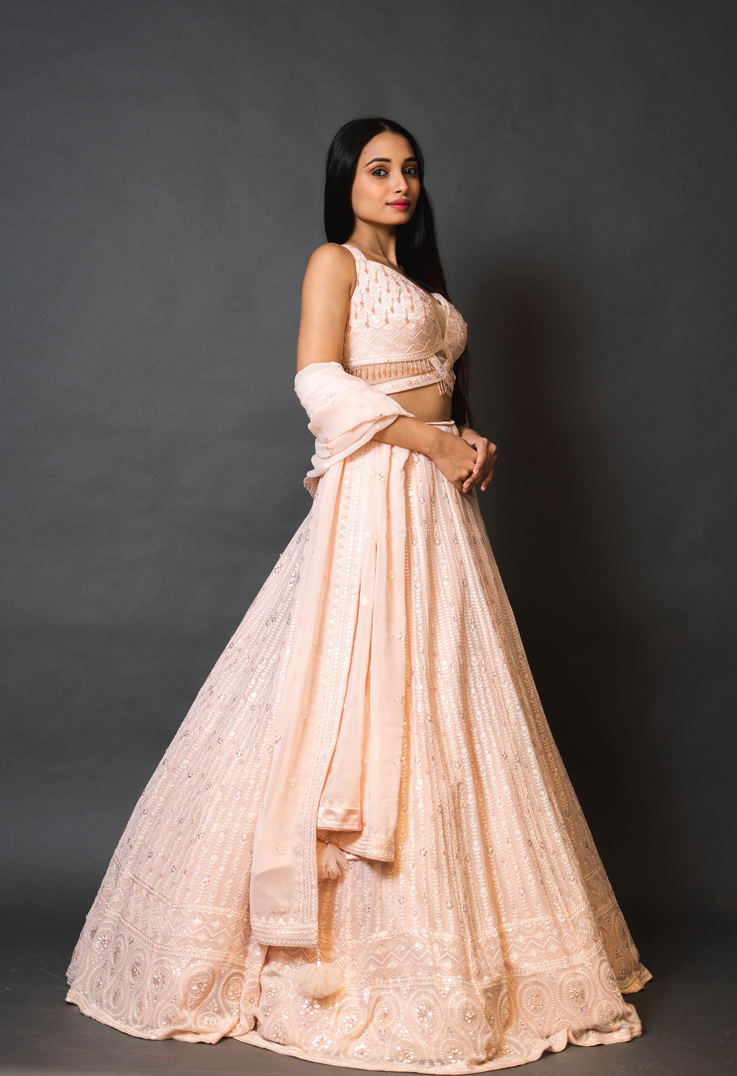 Pink Georgette Lehenga with Designer Blouse