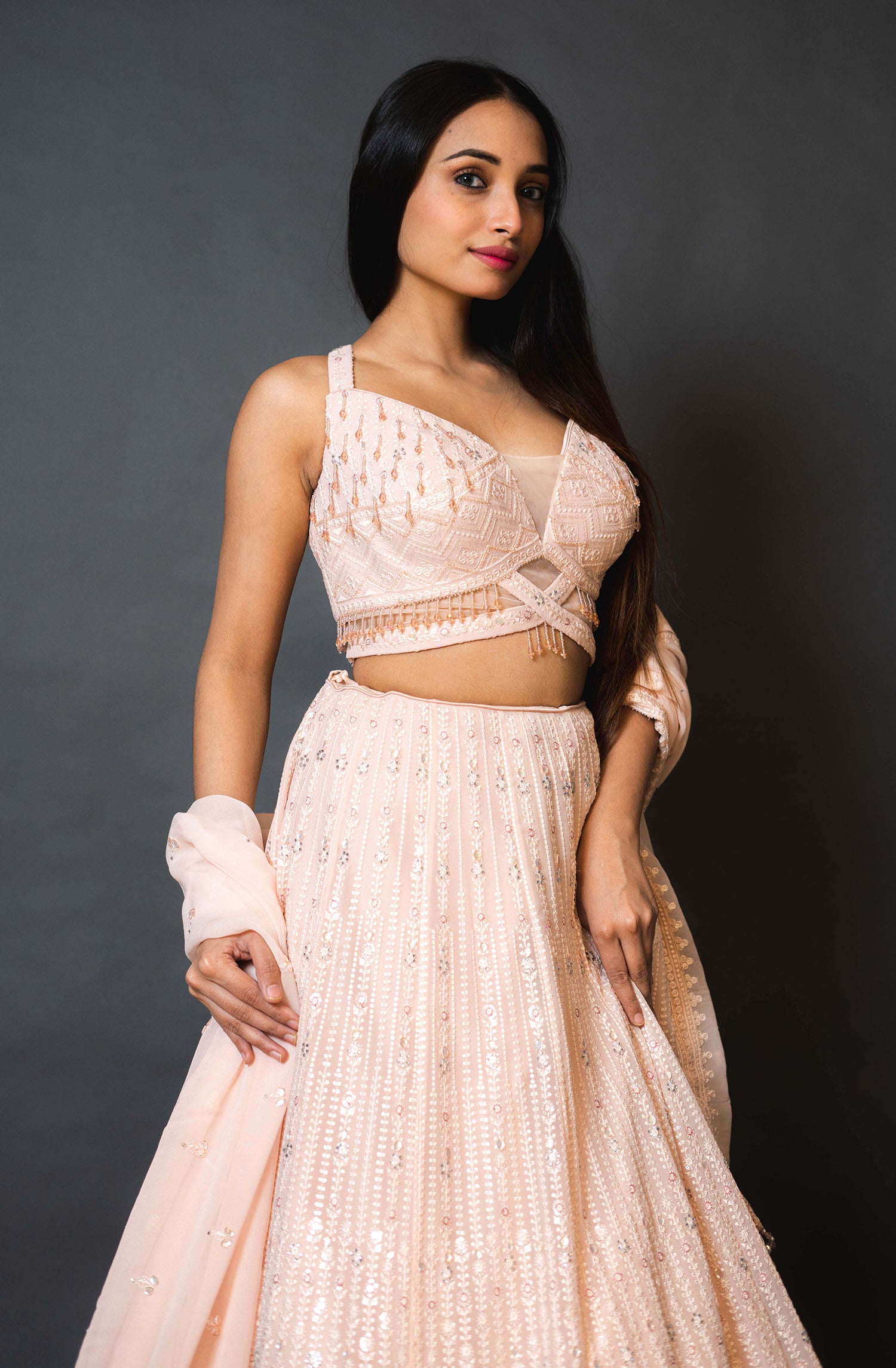 Pink Georgette Lehenga with Designer Blouse