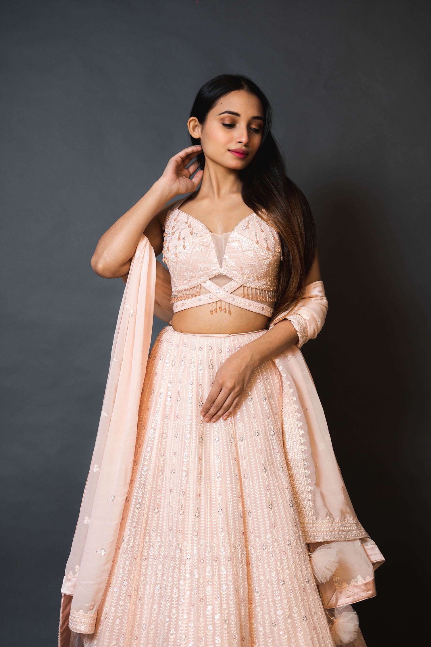 Pink Georgette Lehenga with Designer Blouse