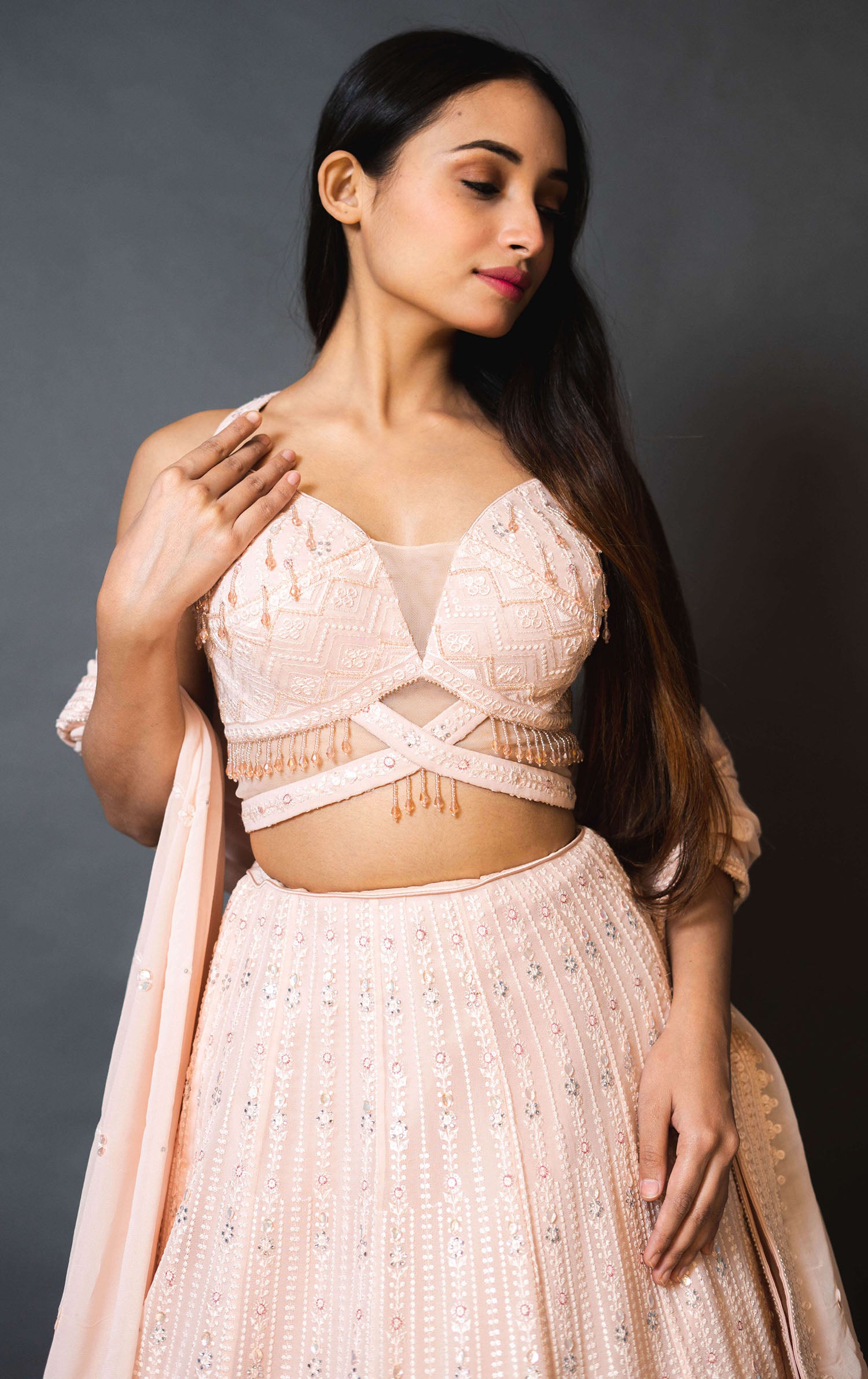 Pink Georgette Lehenga with Designer Blouse