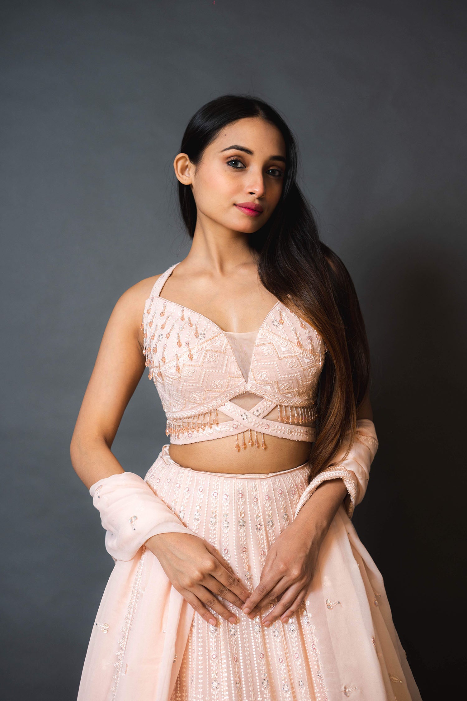 Pink Georgette Lehenga with Designer Blouse