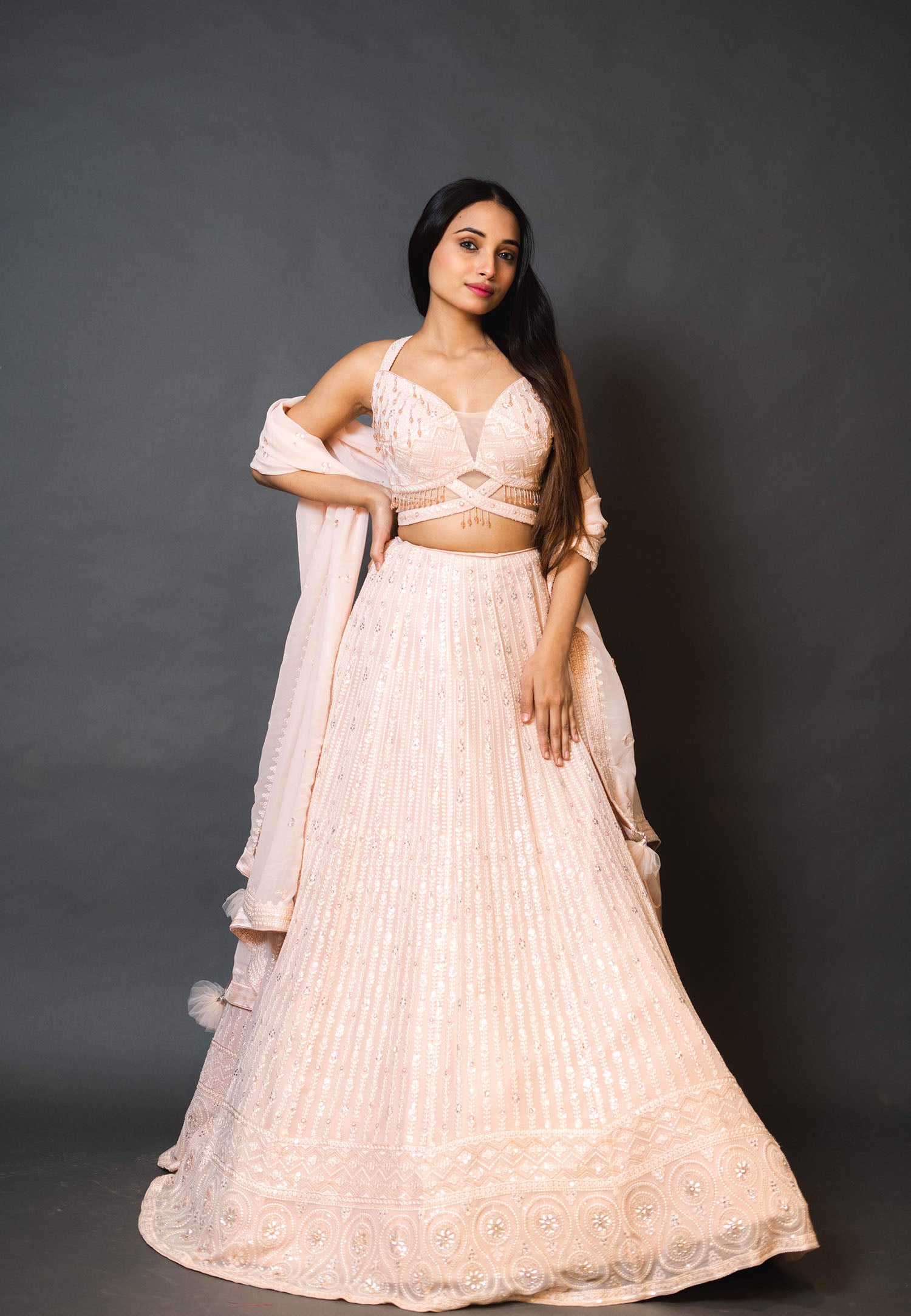 Pink Georgette Lehenga with Designer Blouse